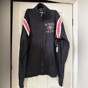47 Brand Black and Red San Francisco 49ers Varsity Jacket - size Large *NWT
